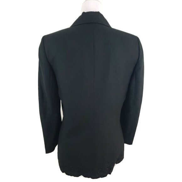 Kasper ~Woman Size 4~ Black Linen Blend Jacket Blazer Lined, Embroidered NWOT - Picture 6 of 12